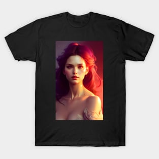 Pretty Fantasy Witch Red Purple Artwork T-Shirt